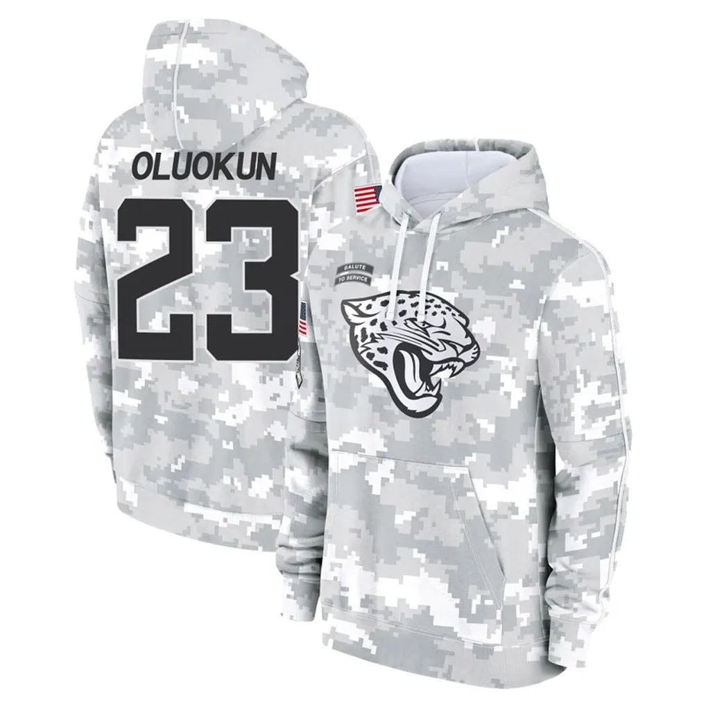 harde J.Jaguars #23 Foyesade Oluokun Player Arctic Camo Salute to Service Hoodies Limited Game Stitched Jerseys