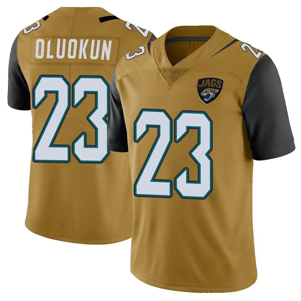 harde J.Jaguars #23 Foyesade Oluokun Player Gold Vapor Limited Home Game Stitched Jerseys