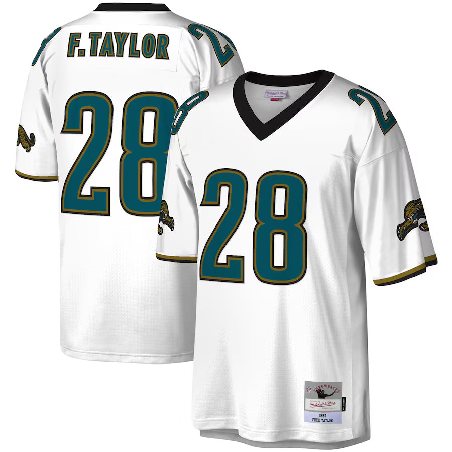 harde J.Jaguars #28 Fred Taylor Player Mitchell & Ness White Legacy Replica Stitched Jerseys