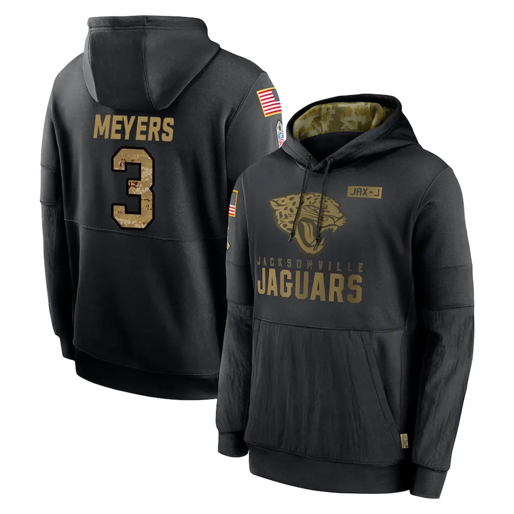 harde J.Jaguars #3 Jakobi Meyers Player Black Salute to Service Hoodies Limited Game Stitched Jerseys
