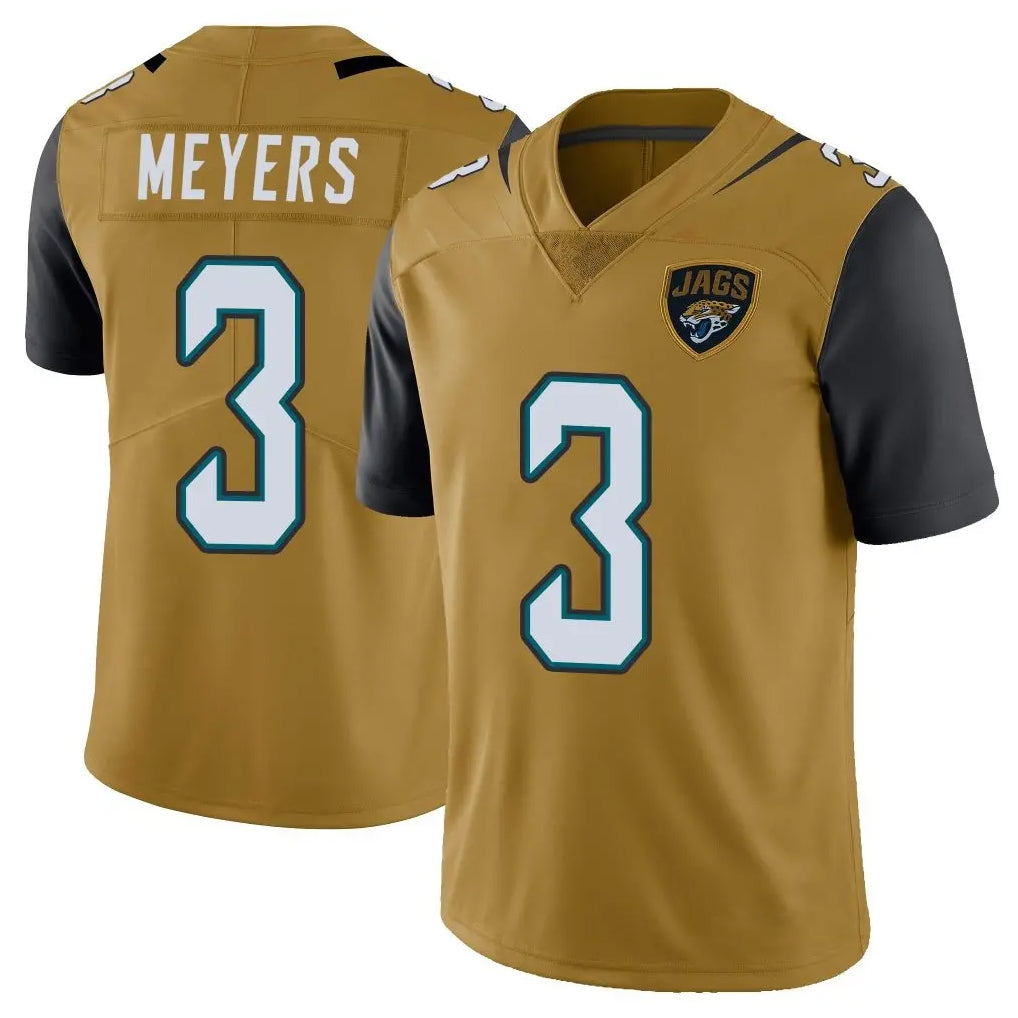 harde J.Jaguars #3 Jakobi Meyers Player Gold Vapor Limited Home Game Stitched Jerseys