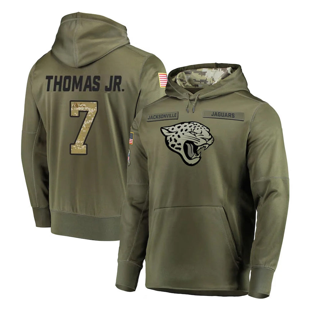 harde J.Jaguars #7 Brian Thomas Jr. Player Olive Salute to Service Pullover Hoodies Home Game Stitched Jerseys