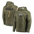 harde J.Jaguars #7 Brian Thomas Jr. Player Olive Salute to Service Pullover Hoodies Home Game Stitched Jerseys