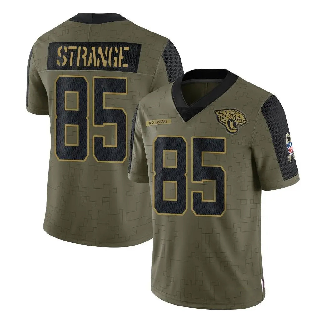harde J.Jaguars #85 Brenton Strange Player Olive Salute To Service Limited Game Stitched Jerseys