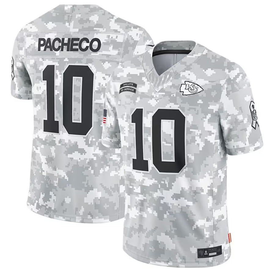 harde KC.Chiefs #10 Isiah Pacheco Player Arctic Camo Salute to Service Limited Stitched Jerseys