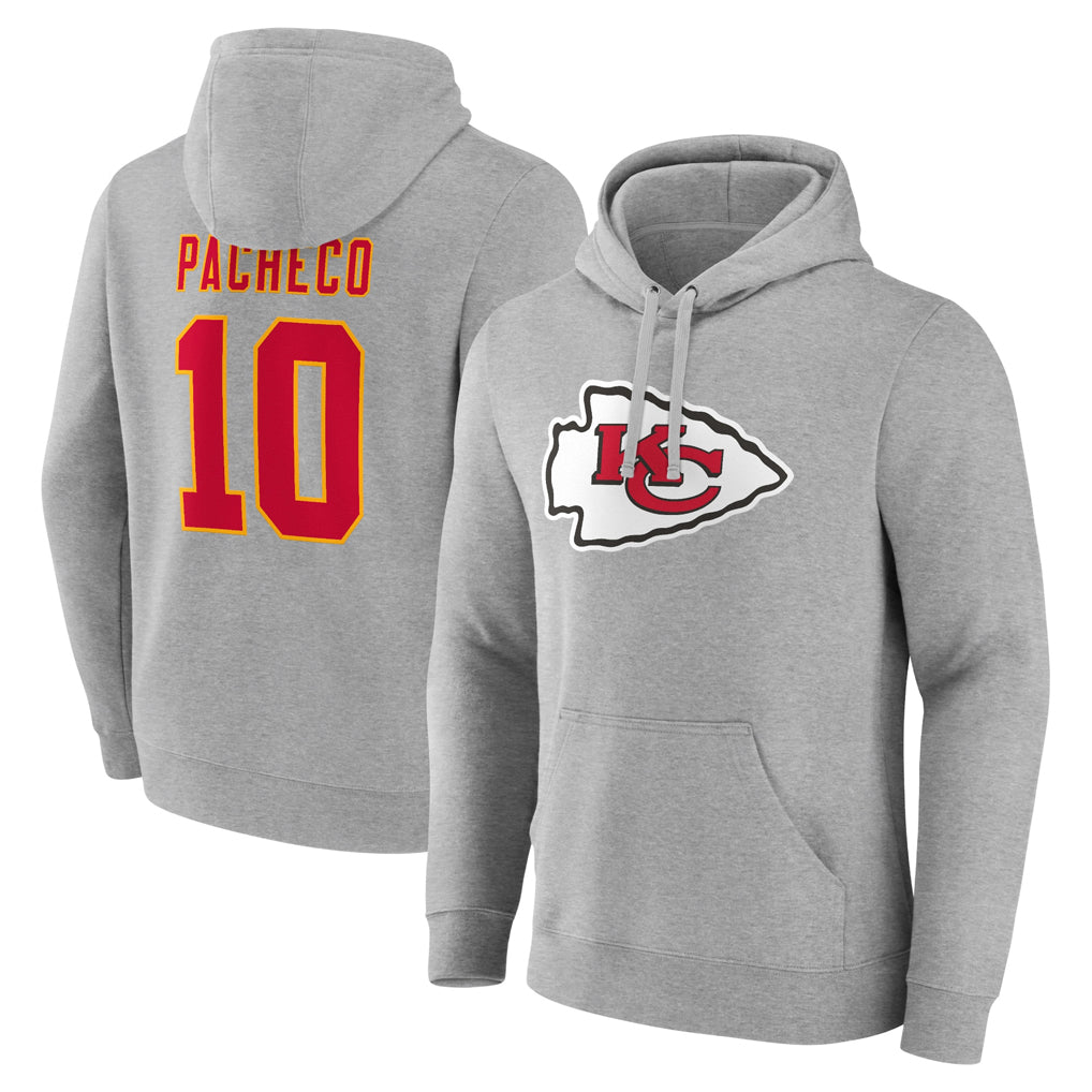 harde KC.Chiefs #10 Isiah Pacheco Player Gray Pullover Hoodies Stitched Jerseys