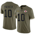 harde KC.Chiefs #10 Isiah Pacheco Player Olive Salute To Service Stitched Jerseys