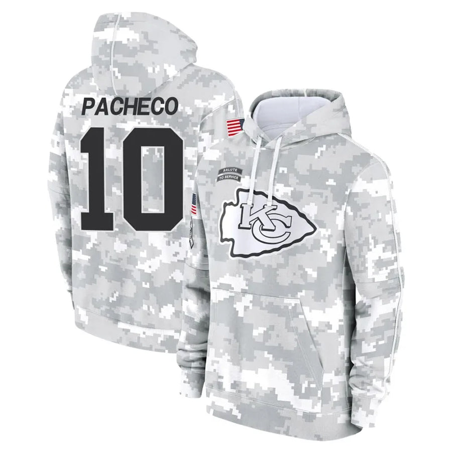harde KC.Chiefs #10 Isiah Pacheco Player Salute to Service Hoodies Stitched Jerseys
