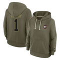 harde KC.Chiefs #1 Xavier Worthy Player Olive Salute to Service Hoodies Stitched Jerseys