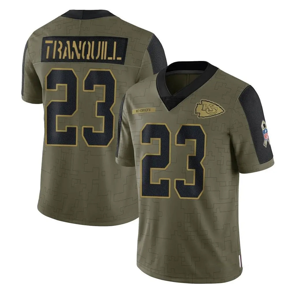 harde KC.Chiefs #23 Drue Tranquill Player Olive Salute To Service Limited Game Stitched Jerseys