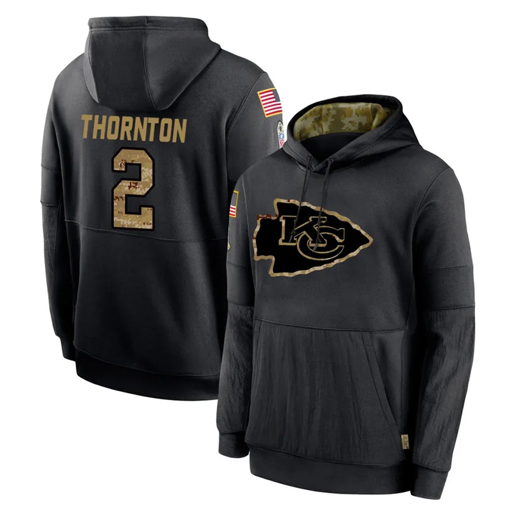 harde KC.Chiefs #2 Tyquan Thornton Player Black Salute to Service Hoodies Limited Game Stitched Jerseys