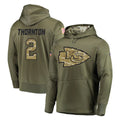 harde KC.Chiefs #2 Tyquan Thornton Player Olive Salute to Service Pullover Hoodies Home Game Stitched Jerseys