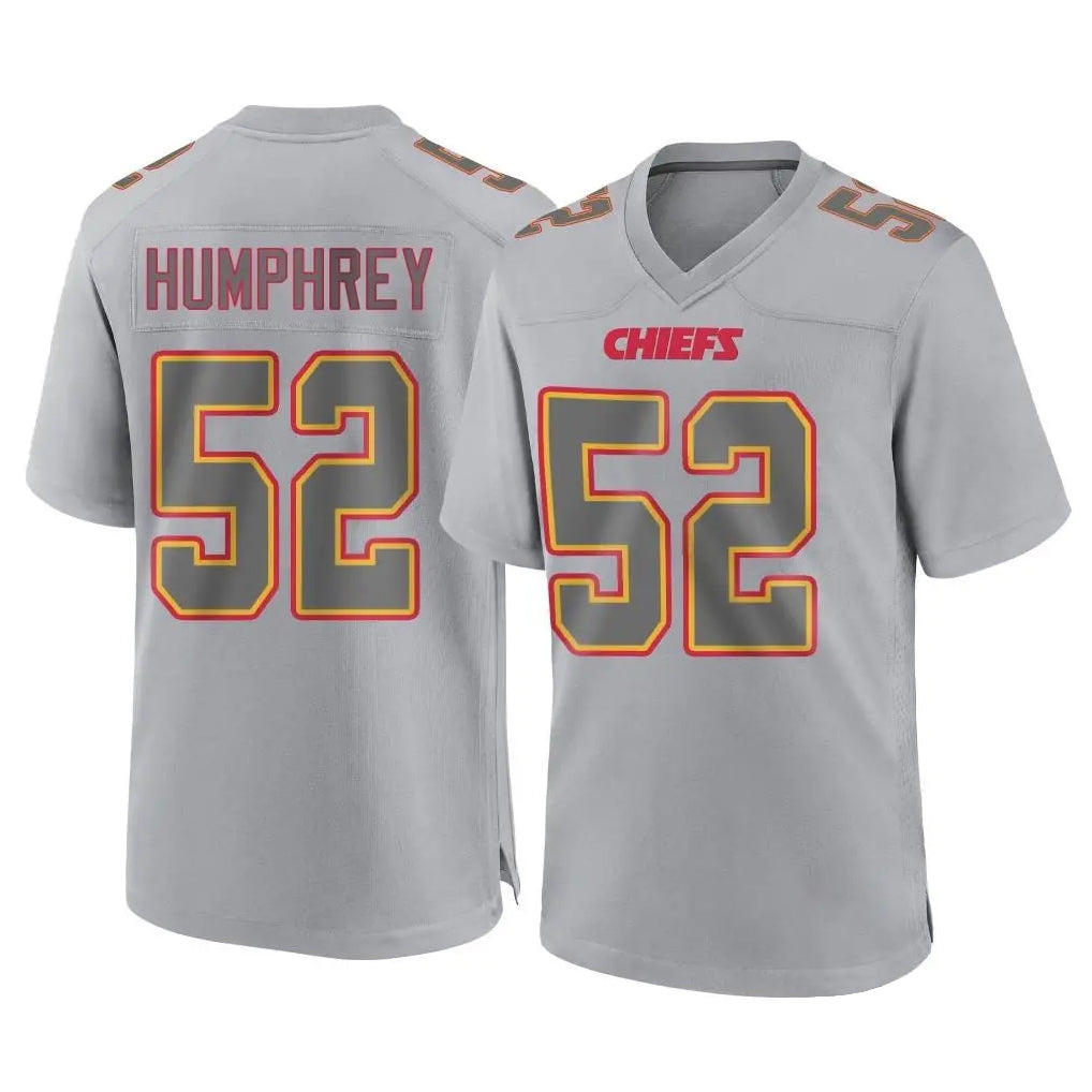 harde KC.Chiefs #52 Creed Humphrey Player Gray Atmosphere Fashion Game Stitched Jerseys