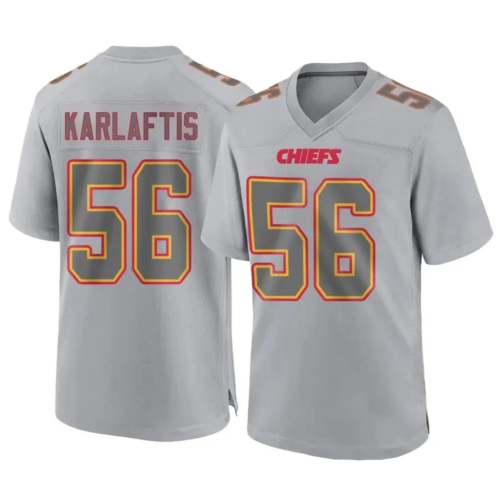 harde KC.Chiefs #56 George Karlaftis Player Gray Atmosphere Fashion Game Stitched Jerseys