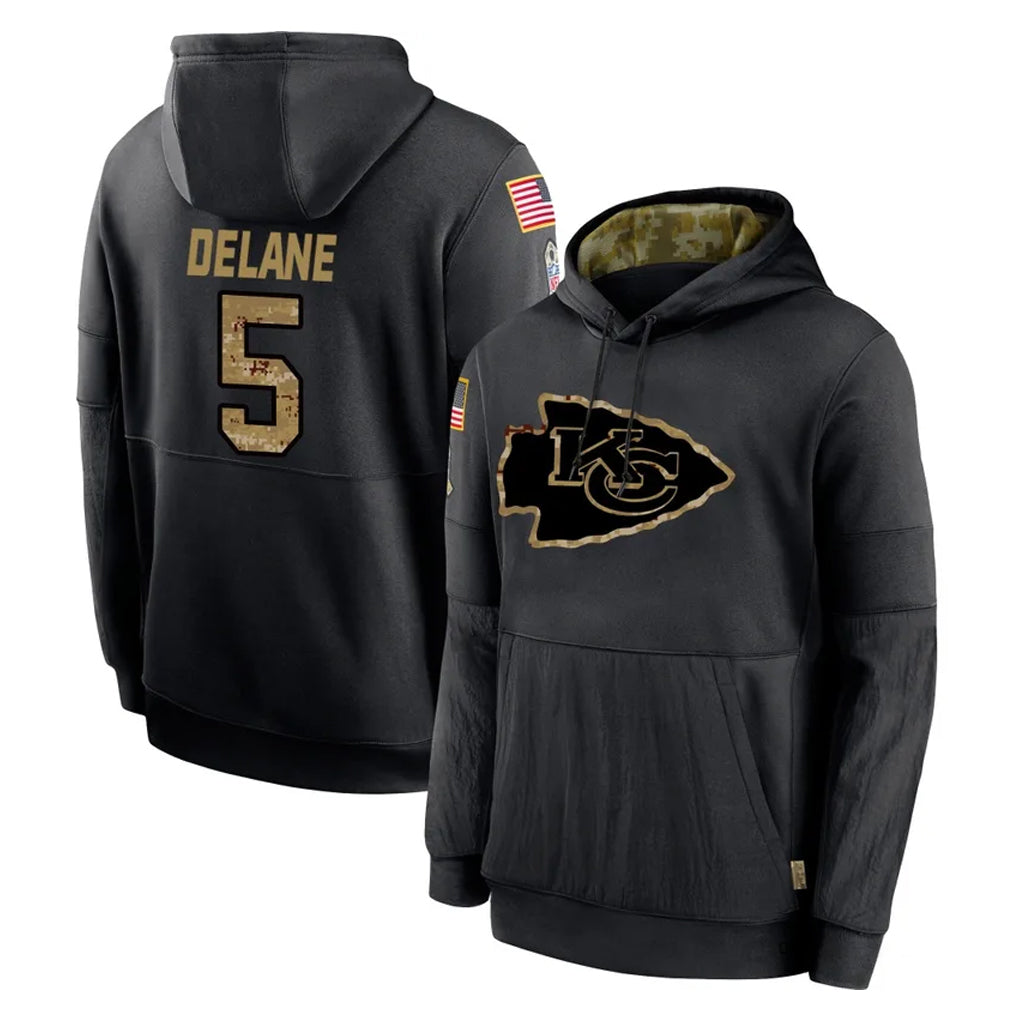 harde KC.Chiefs #5 Mansoor Delane Player Black Salute to Service Hoodies Limited Game Stitched Jerseys