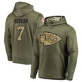 harde KC.Chiefs #7 Harrison Butker Player Salute to Service Limited Olive Hoodies Stitched Jerseys