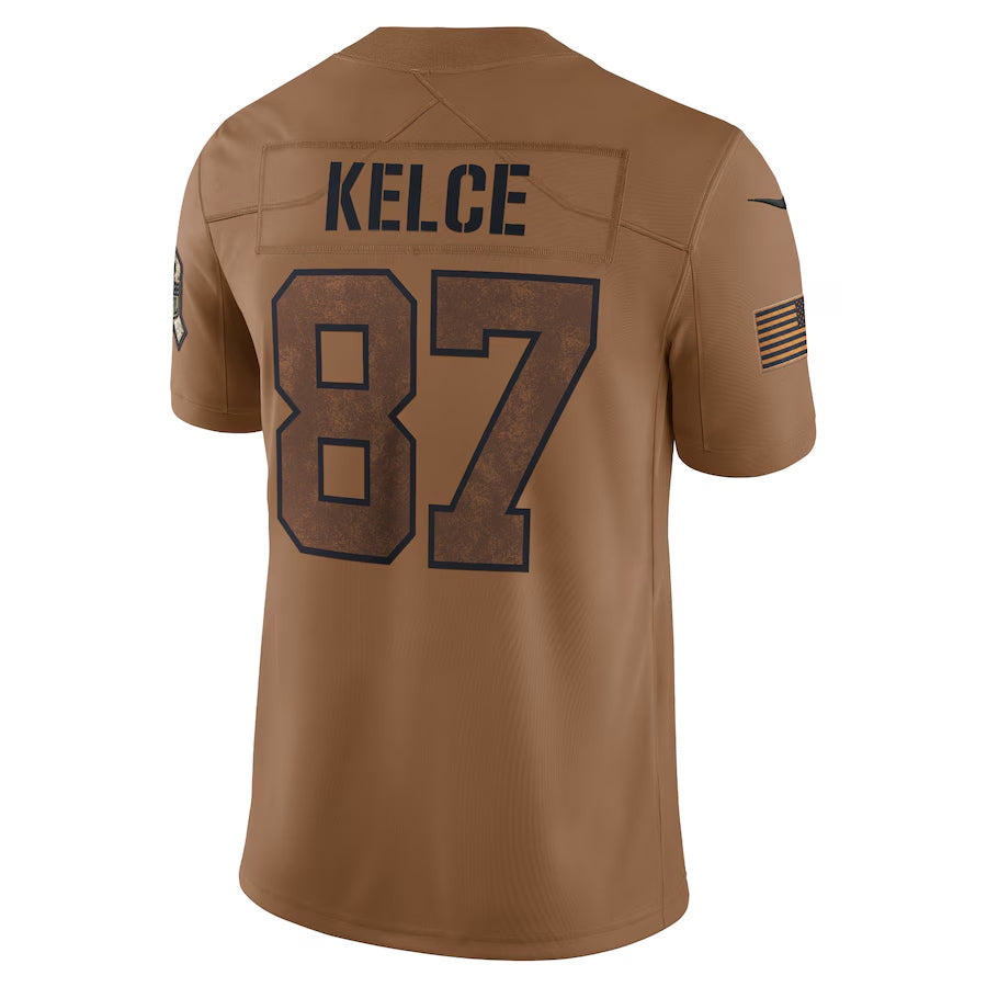 harde KC.Chiefs #87 Travis Kelce Player Brown Salute To Service Limited Stitched Jerseys