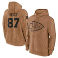 harde KC.Chiefs #87 Travis Kelce Player Brown Salute to Service Hoodies Limited Game Stitched Jerseys