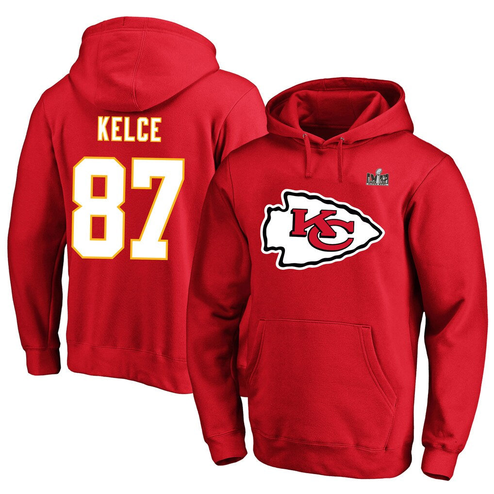 harde KC.Chiefs #87 Travis Kelce Player Red Pullover Hoodies Stitched Jerseys