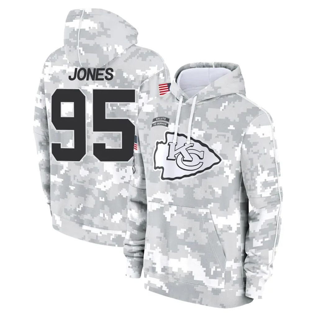 harde KC.Chiefs #95 Chris Jones Player Arctic Camo Salute to Service Hoodies Stitched Jerseys