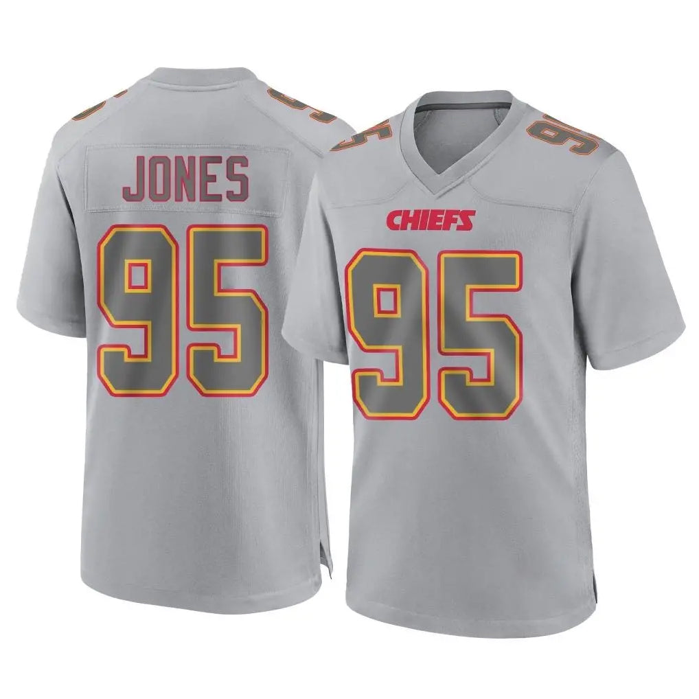 harde KC.Chiefs #95 Chris Jones Player Gray Atmosphere Fashion Game Stitched Jerseys