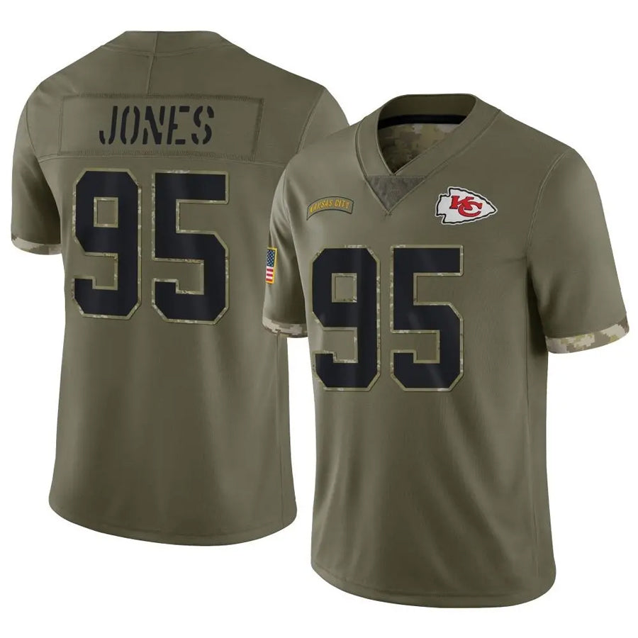 harde KC.Chiefs #95 Chris Jones Player Olive Salute To Service Stitched Jerseys