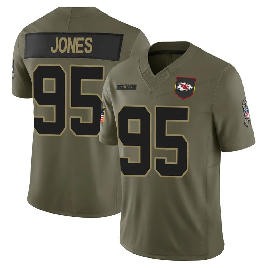 harde KC.Chiefs #95 Chris Jones Player Olive Salute to Service Limited Stitched Jerseys