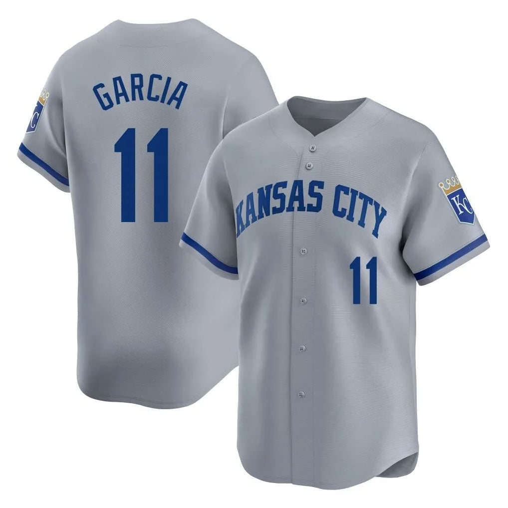 harde KC.Royals #11 Maikel Garcia Player Gray Limited Home Stitched Jerseys