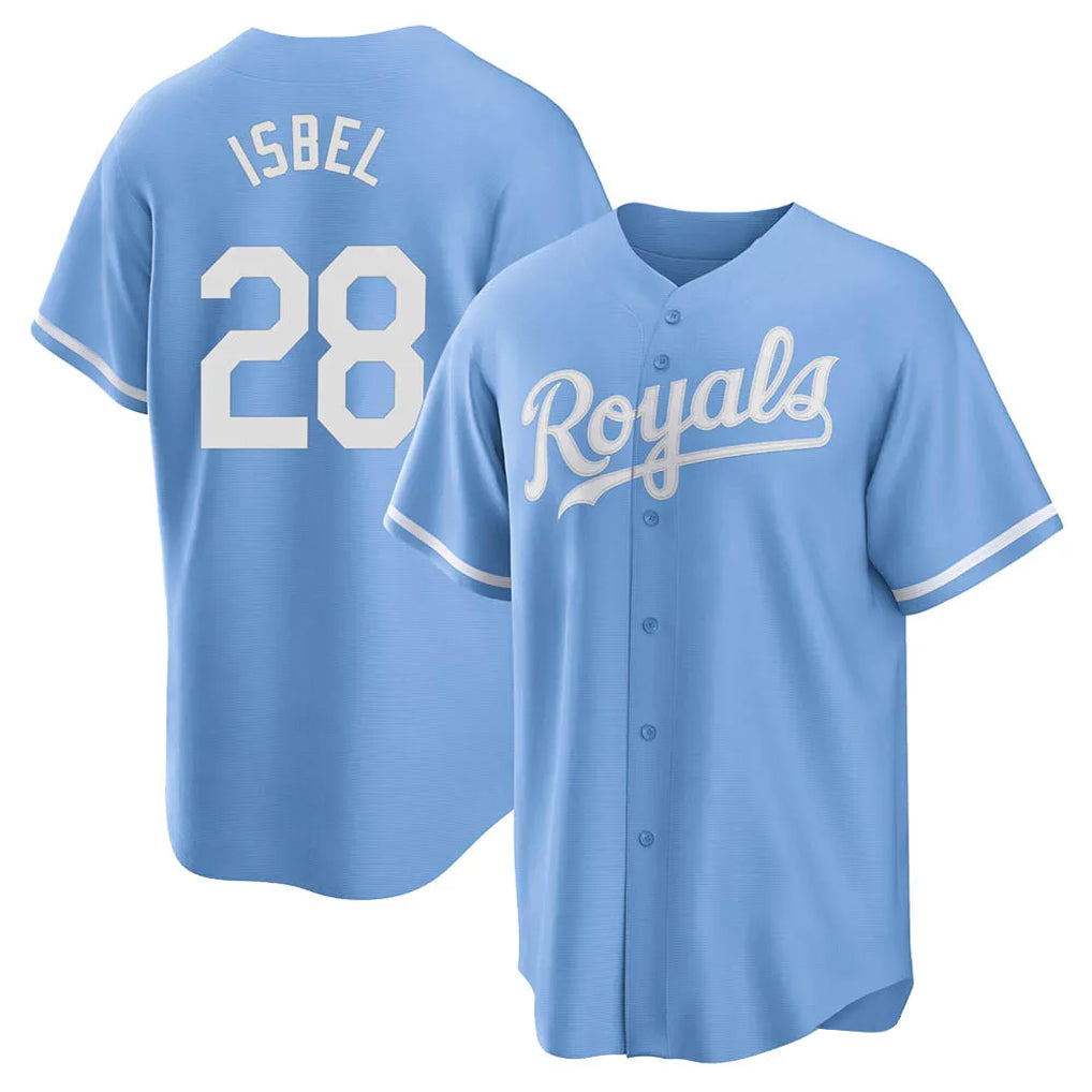 harde KC.Royals #28 Kyle Isbel Player Light Blue Home Game Stitched Jerseys