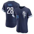 harde KC.Royals #28 Kyle Isbel Player Navy City Connect Limited Elite Home Stitched Jerseys