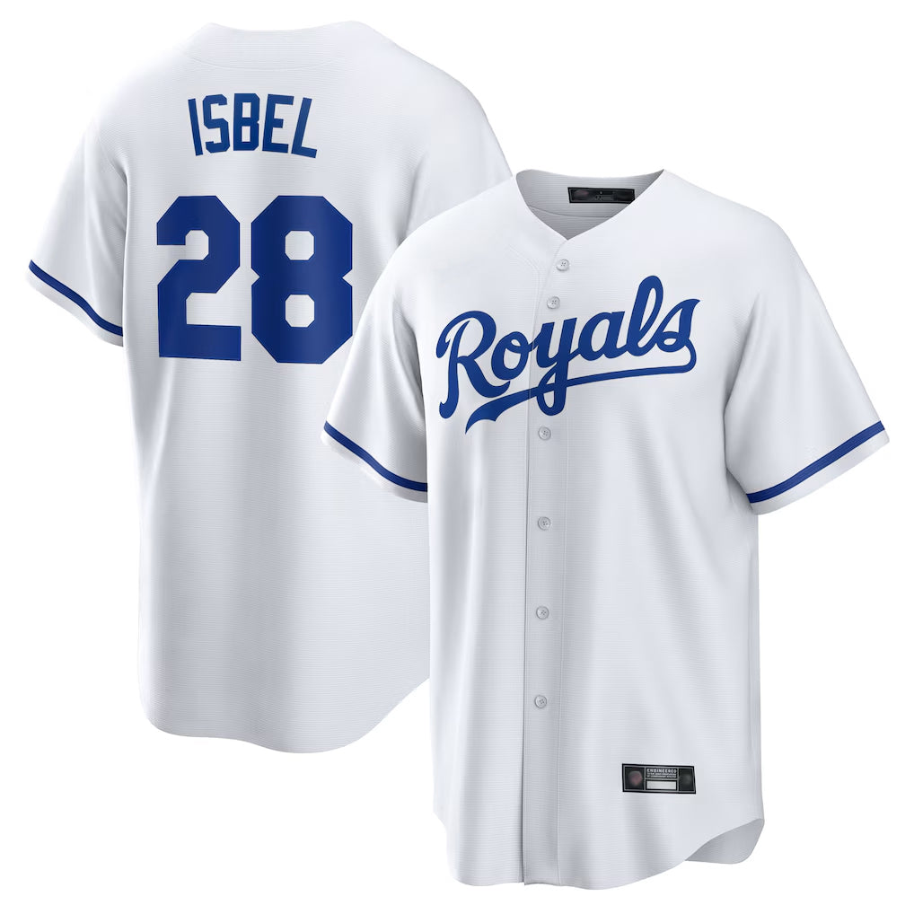 harde KC.Royals #28 Kyle Isbel Player White Home Game Stitched Jerseys