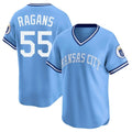 harde KC.Royals #55 Cole Ragans Player Light Blue Limited Throwback Cooperstown Collection T-shirt Stitched Jerseys