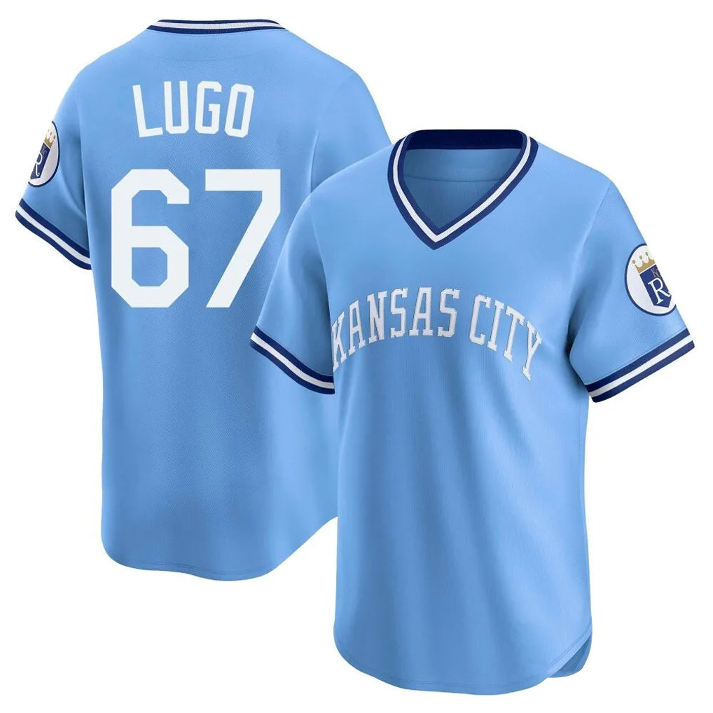 harde KC.Royals #67 Seth Lugo Player Light Blue Limited Throwback Cooperstown Collection T-shirt Stitched Jerseys