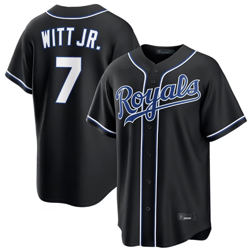 harde KC.Royals #7 Bobby Witt Jr. Player Black Carbon Fashion Home Game Stitched Jerseys