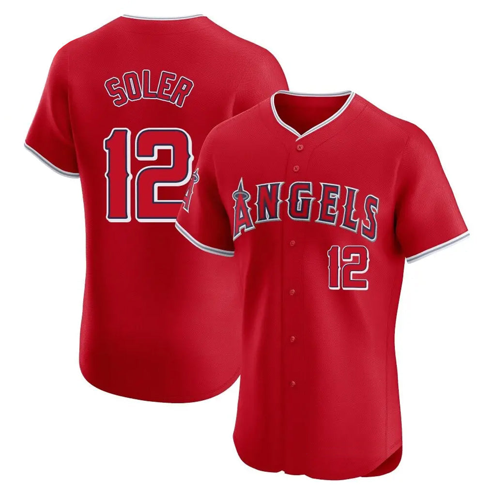 harde LA.Angels #12 Jorge Soler Player Red Home Limited Elite Stitched Jerseys