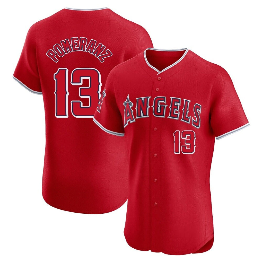 harde LA.Angels #13 Drew Pomeranz Player Red Home Limited Elite Stitched Jerseys