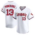 harde LA.Angels #13 Drew Pomeranz Player White T-shirt Home Limited Stitched Jerseys