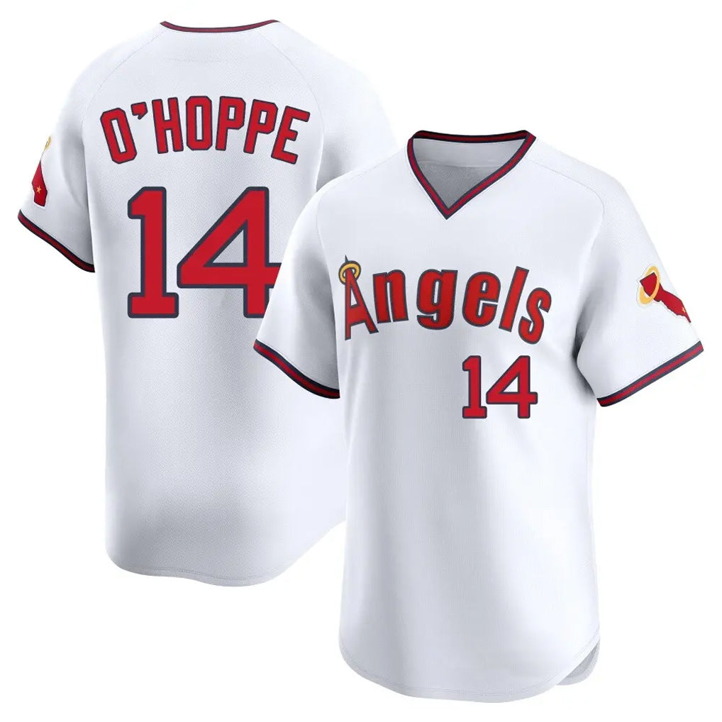 harde LA.Angels #14 Logan O'Hoppe Player White T-shirt Home Limited Stitched Jerseys