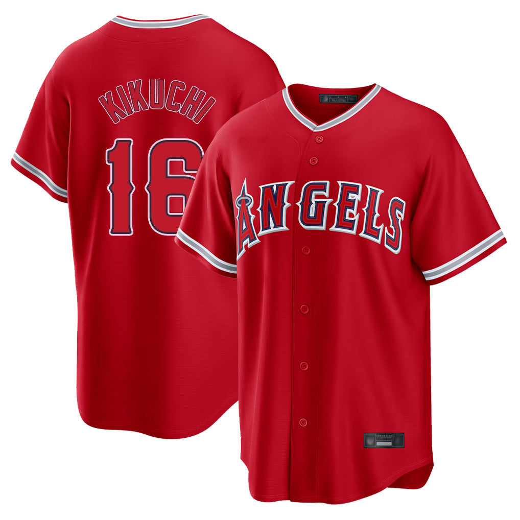 harde LA.Angels #16 Yusei Kikuchi Player Red Home Game Stitched Jerseys