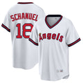 harde LA.Angels #18 Nolan Schanuel Player White T-shirt Home Game Stitched Jerseys