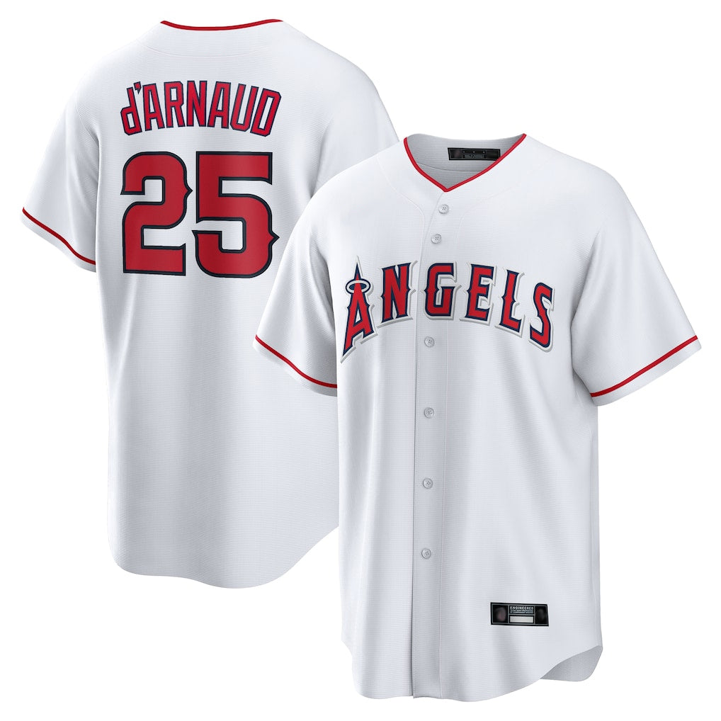 harde LA.Angels #25 Travis d'Arnaud Player White Home Game Stitched Jerseys