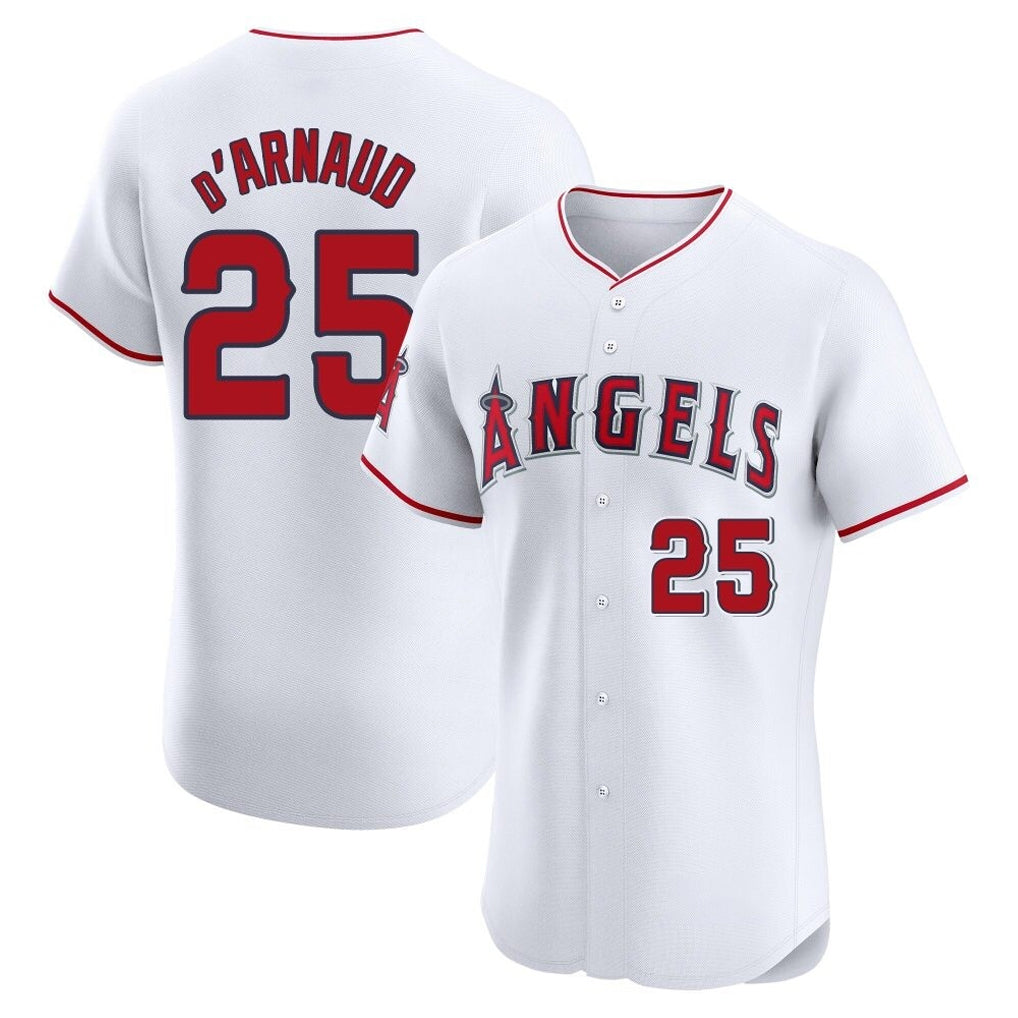 harde LA.Angels #25 Travis d'Arnaud Player White Limited Elite Stitched Home Jerseys