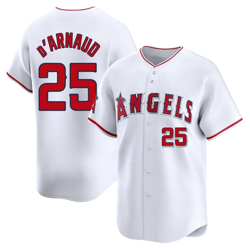 harde LA.Angels #25 Travis d'Arnaud Player White Limited Home Stitched Jerseys