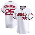 harde LA.Angels #25 Travis d'Arnaud Player White T-shirt Home Limited Stitched Jerseys
