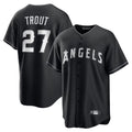 harde LA.Angels #27 Mike Trout Player Black Lights Out Fashion T-shirt Stitched Jerseys