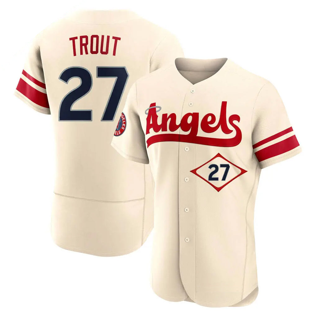 harde LA.Angels #27 Mike Trout Player Cream City Connect Limited ELite Home Stitched Jerseys