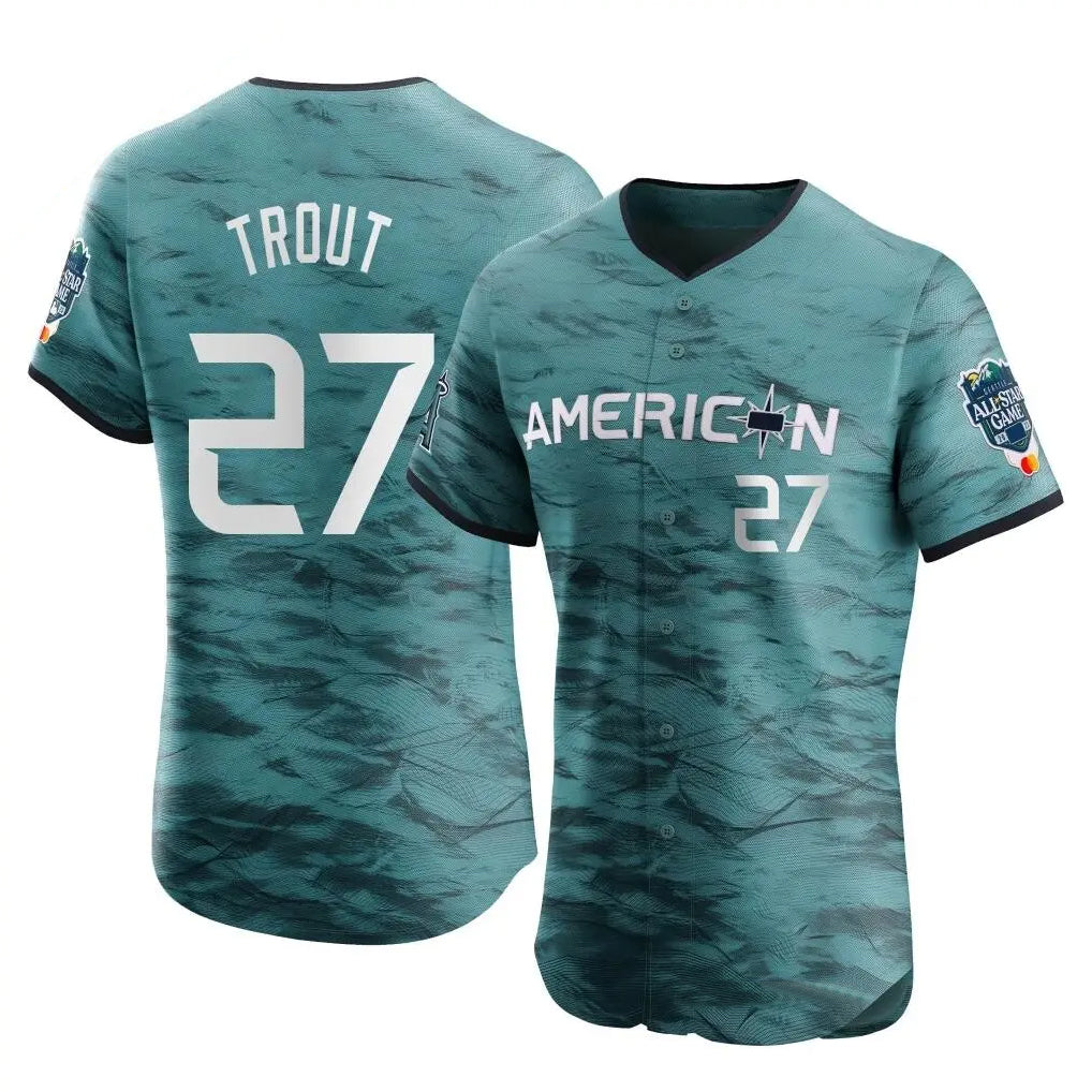 harde LA.Angels #27 Mike Trout Player Teal Elite American League Game Vapor Premier All-Star Stitched Jerseys