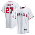 harde LA.Angels #27 Mike Trout Player White Home Game Stitched Jerseys