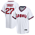 harde LA.Angels #27 Mike Trout Player White T-shirt Home Game Stitched Jerseys