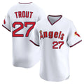 harde LA.Angels #27 Mike Trout Player White T-shirt Home Limited Stitched Jerseys